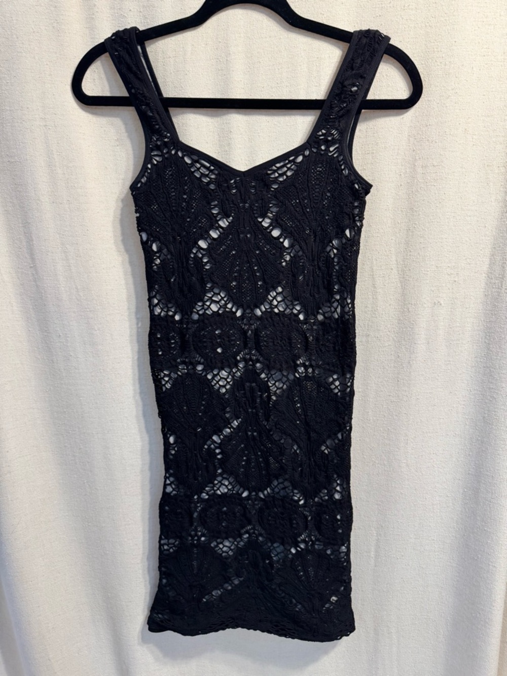 Free People Intimately Black Crochet Lace Dress M/L